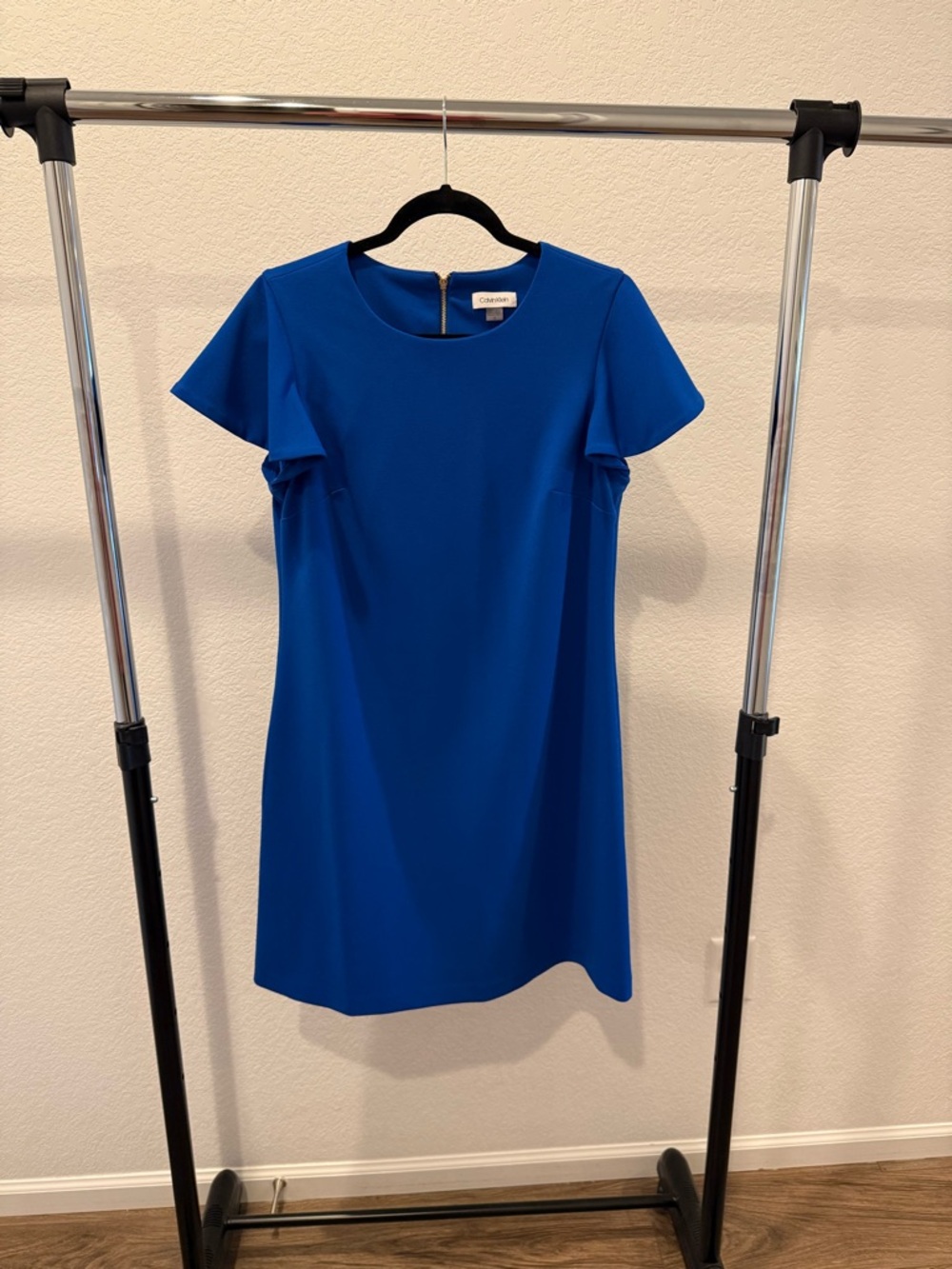 Calvin Klein Cobalt Blue Flutter Sleeve Midi Dress